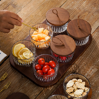 Glass food container 6 sets with tray